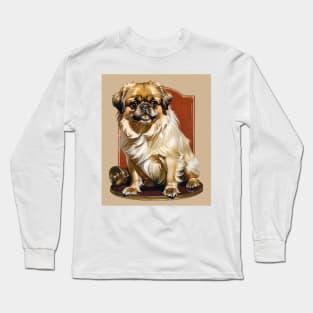 Beyond the Flat Face: A Playful Pekingese Portrait Long Sleeve T-Shirt